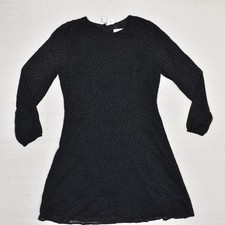 NEW Loft Women Shift Dress Long Sleeve Black Size 10 Polyester Polka Dot Zip