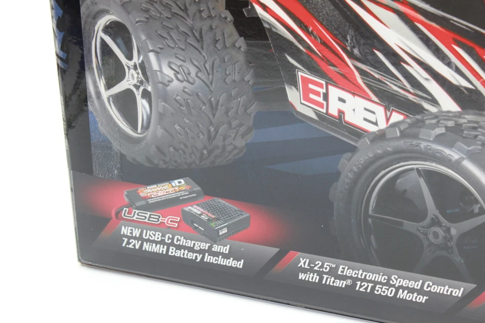 Traxxas 71054-8 rot E-Revo 1:16 brushed Monster RTR + Akku + USB-Lader - Bild 3 von 4