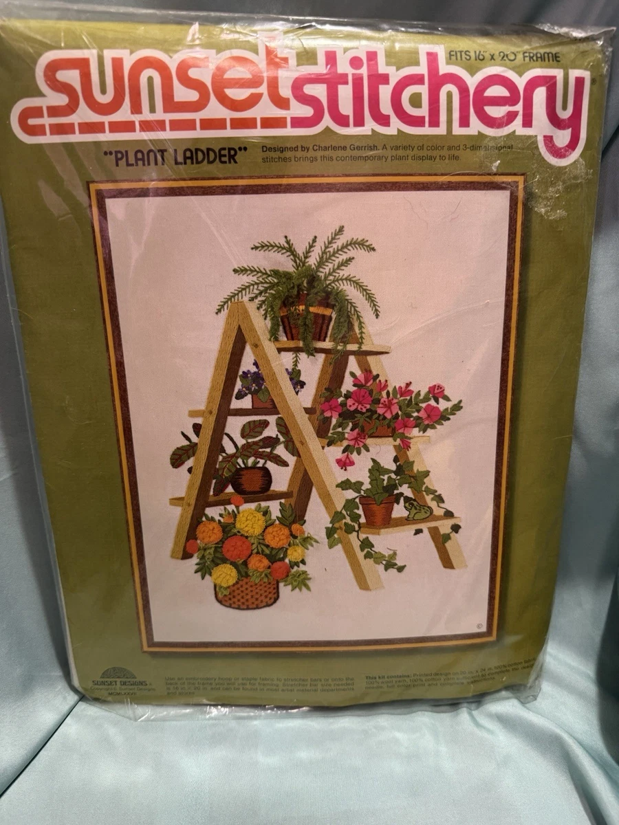 Vintage 1999 Sunset Gallery Crewel aiguille balade bord de