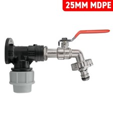 25mm MDPE Water Pipe Back/wall plate with Garden Easy Turn Lever Tap
