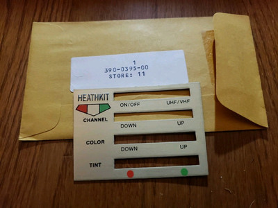 One New Heathkit Remote Label for GR Television #390-395 NOS