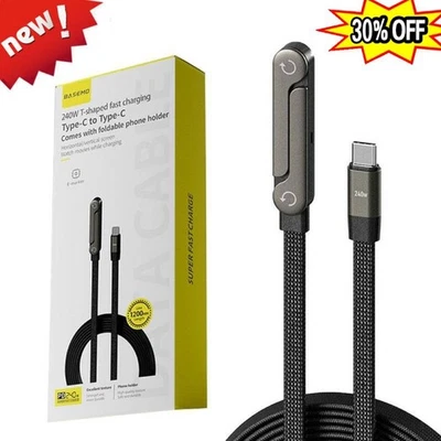 2 in 1 Invisible Holder Charger Cable 240W Fast Charging Cord w/ Built-in Stand- - Image 1 of 4
