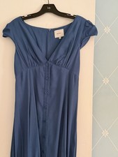 Reformation Women's 2 Blue Solid V-Neck Button Front Short Sleeve Maxi Dress
