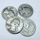 LotLOT OF 4 WASHINGTON QUARTERS 90% SILVER FREE SHIPPING #7409