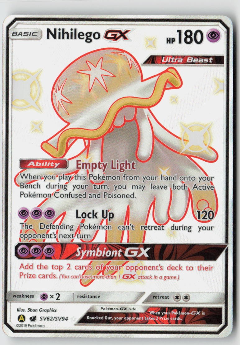 Nihilego GX SV62/SV94 - Hidden Fates: Shiny Vault Holo - PTCG