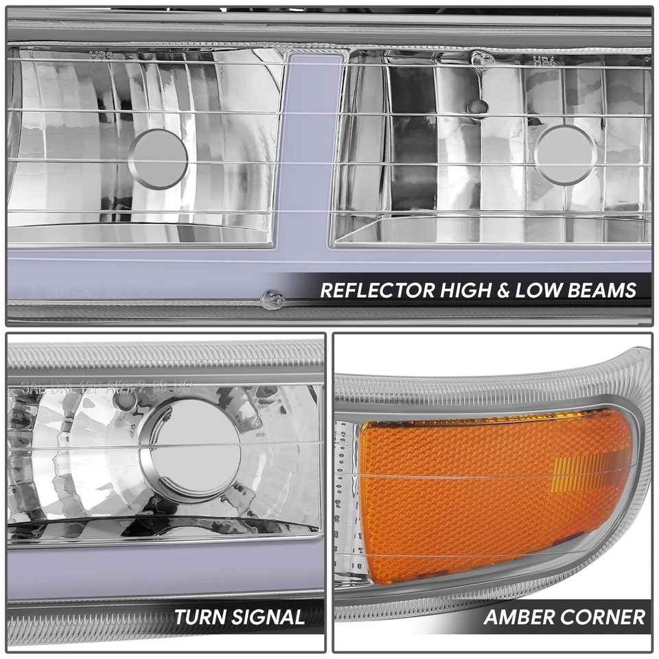 Faro ámbar cromado barra LED patrón F Fit 99-06 Tahoe Silverado Suburban 1500 Foto 3 de 4
