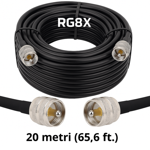 CAVO COASSIALE RG8 MINI INTESTATO CON CONNETTORI PL259 GOLD PIN - Zdjęcie 12 z 15