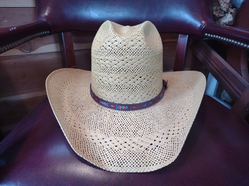 Vintage Larry Mahan Cognac Strohhut Southwest 10 x x x, 7 1/4, Milano Hüte TX - Bild 2 von 18
