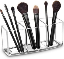 Acrylic Makeup Brush Organizer Holder Clear Cosmetic Brushes Storage with 3