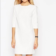 ASOS White Jumbo Ribbed Shift Womens Dress Size 6