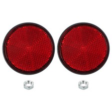 2 Pcs Round Rear Reflectors, Reflective Warning Reflector with M6 Screw Red