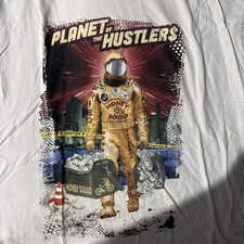 Risq Takers Tee Shirt 3XL Men's “Planet Of The Hustlers” Wht. Short Sleeve