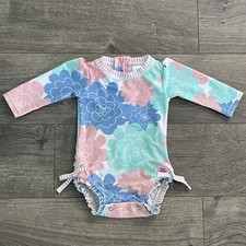Rufflebutts 3-6m Baby Girl Floral Long Sleeve Rash Guard Swimsuit