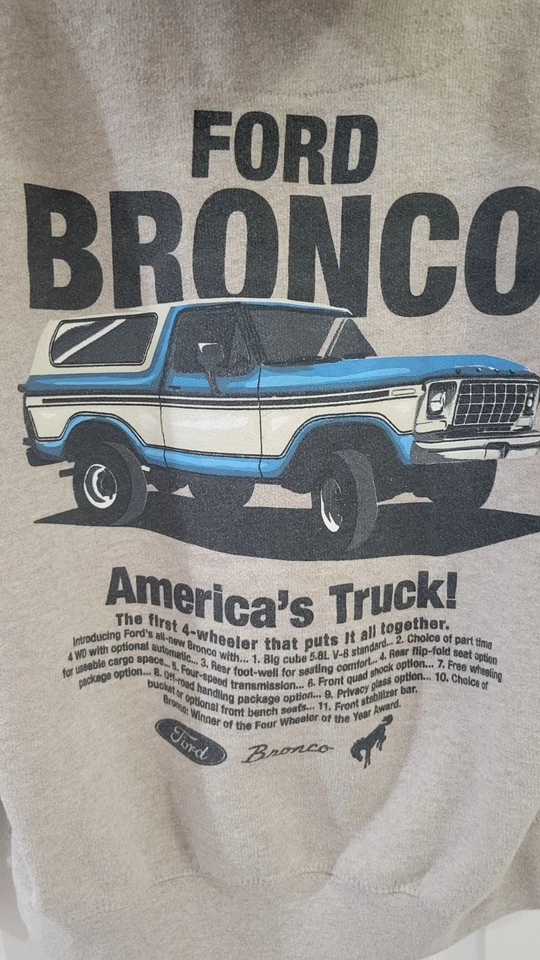Sudadera con capucha Ford Bronco estilo vintage para hombre talla pequeña años 70 Foto 2 de 3