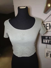 Vintage Charolette Russe cropped strappy twisted back army green top