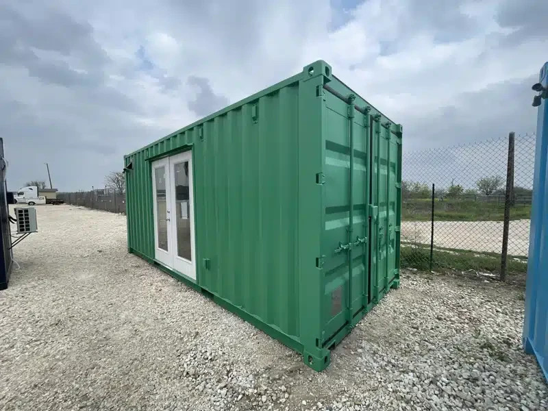 Shipping Container Home with 320 sq ft, 1 bed and a bump-out expanded.