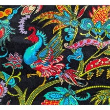SALE Vintage 1970's SAKS FIFTH AVENUE Cotton Velvet Wrap Skirt Psychedelic Asian