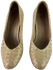 90's BOTTEGA VENETA Taupe Woven Intrecciato Leather Women Pumps 36 B - 6US