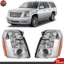 Headlights For 2007-2014 Cadillac Escalade Left&Right HID Projector Chrome Bezel