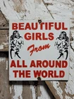 VINTAGE BEAUTIFUL GIRLS PORCELAIN SIGN GENTLEMANS CLUB STRIP STRIPPER BROTHEL