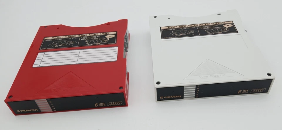 (2) Cartucho de cargador de 6 discos PIONEER reproductor de CD multi-reproducción cambiador rojo/blanco Foto 2 de 4