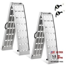 7.5' Truck Ramps 3000LBS/Pair Capacity Heavy Duty Ramps Aluminum 2PCS Silver