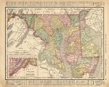 Cosmopolitan Rand McNally 1898 Map Maryland & Delaware / Virginia w/ RR lines