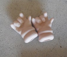 2 Vintage 1970s Porcelain Baby Girl Doll Right Hands 1 3/8" Long