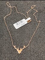Kette Mit AnhäNger Elch Silvery Silber 925 Sterling Silber Vergoldet RoséGold