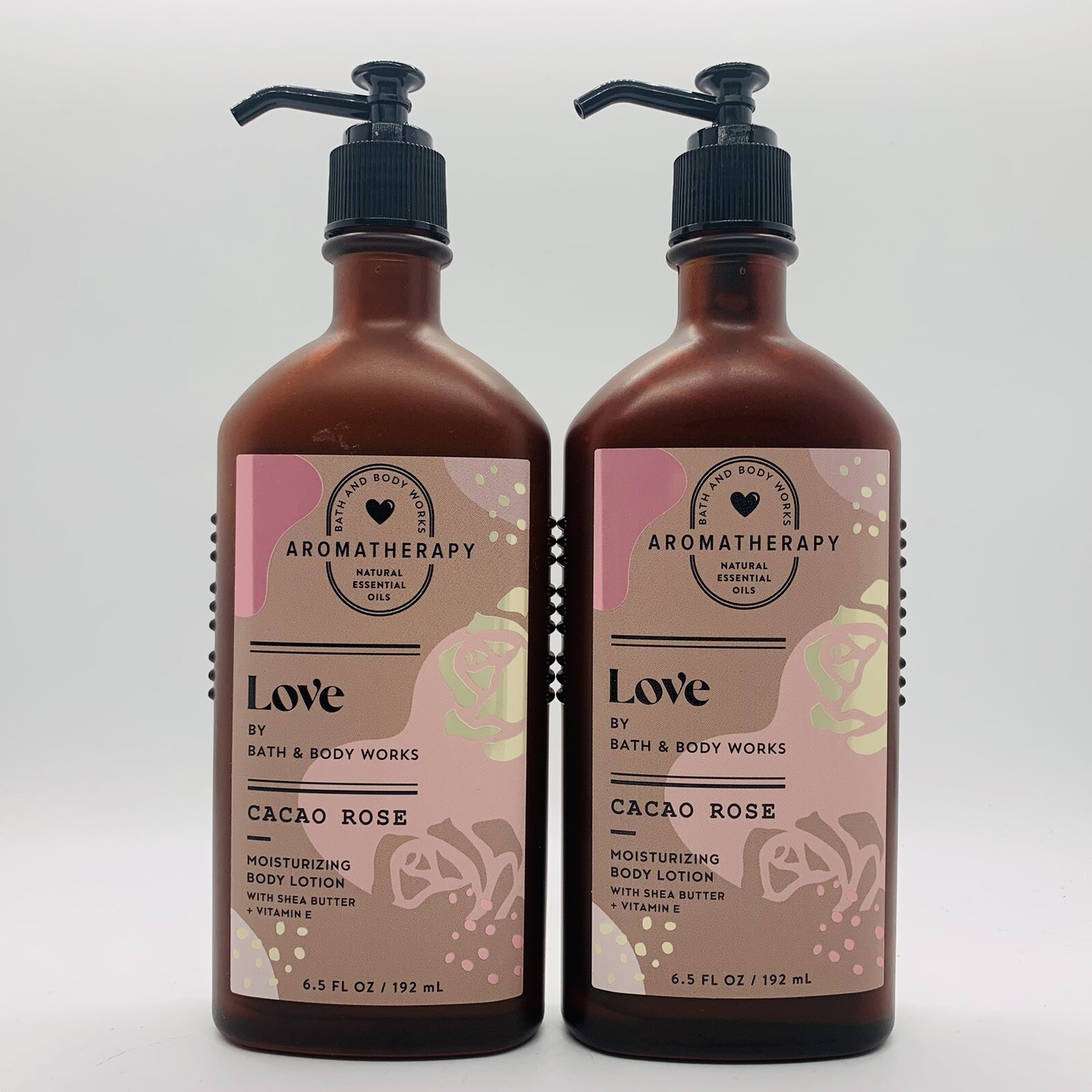 2-PACK BATH & BODY WORKS AROMATHERAPY LOVE CACAO ROSE BODY LOTION 6.5 FL OZ