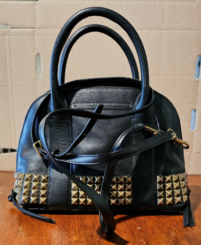 COACH Mini Bleeker Preston Blk Studded Leather Cross-Body Strap/Handbag 32244