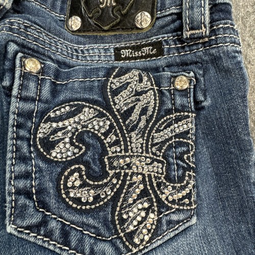 Miss Me Girls Jeans Size 14 Capri Youth Embellished Cross Rhinestone - Picture 15 of 23