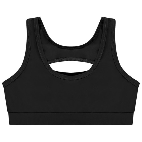 Kids Girls Crop Top Sleeveless Slant Shoulder Stretchy Vest Training Sport Bra - Picture 30 of 52