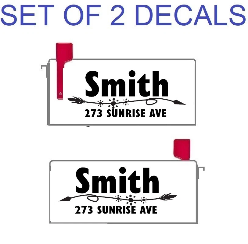 SET OF 2 CUSTOM PERSONALIZED VINYL MAILBOX NUMBERS NAME DECAL, (Model 22) - Image 2 of 4