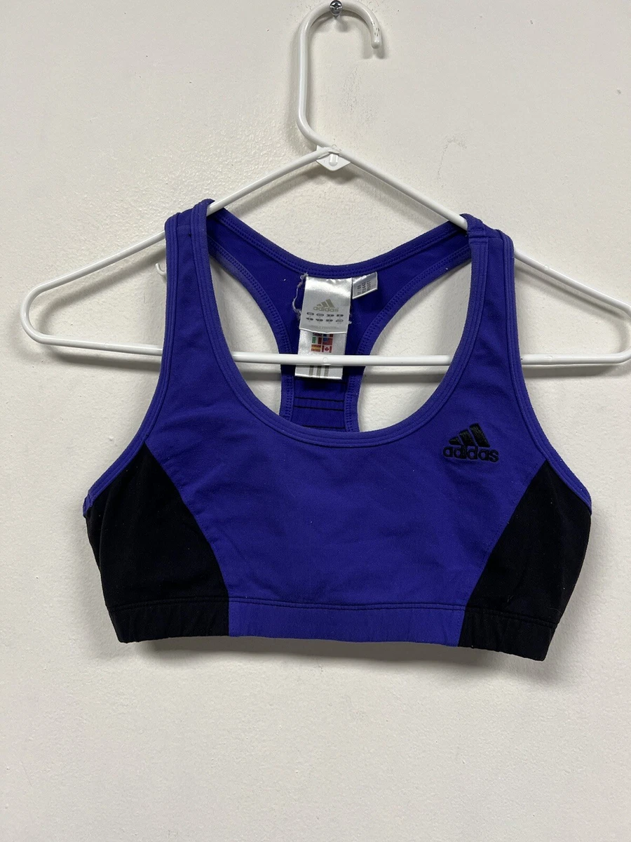 Adidas Sports Bra Womens Size Small Purple Black Trefoil Striped