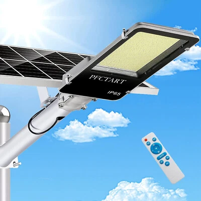 PFCTART 1000000LM Commercial LED Solar Street Light Dusk to Dawn Parking Lot Road Lamp