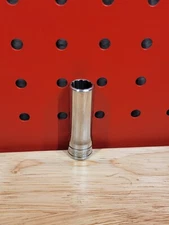 Snap-on Tools SF141 7/16” SAE 3/8” Drive 12-Point Deep Chrome Socket USA 