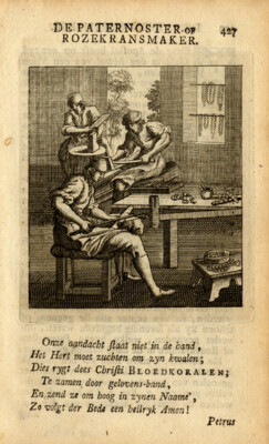 Antiker Berufsdruck - Rosenkranzmacher - St. Clara - 1758