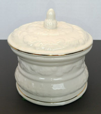 Bombay Company Porcelain Canister with Lid and Gold Trim