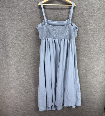New SheIn Dress Women 4XL Blue Sheath Midi Sleeveless Square Neck Pleated  Casual | eBay
