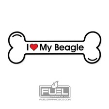 I Love My Beagle - Dog Bone Premium Decal - 6" wide - Car, Truck, SUV, Home