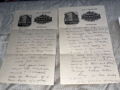 Antique Letter on Hotel Franklin Stationary Letterhead Des Moines Iowa IA
