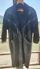 Vintage Y2k Outbrook Tooled Leather Design Trench Coat Women's Size Medium