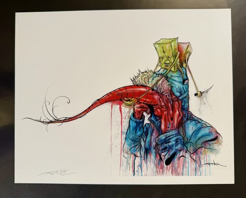 Alex Pardee “Mustache Ride” 10x8 2008 Print Hand Signed