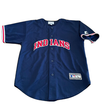 Vintage Starter Cleveland Indians Jersey Men's Large Blue MLB