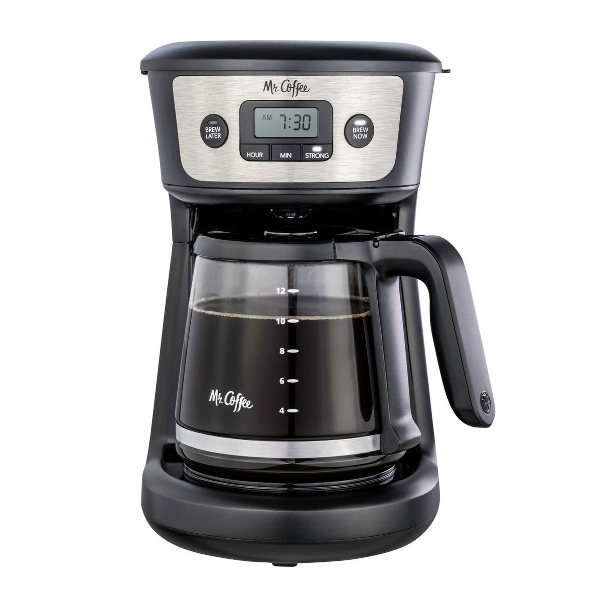 Mr. Coffee 12 Cup Programmable Coffee Maker, Strong Brew Selector, Stainless Steel