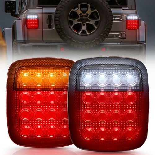 Pair 16 LED Tail Lights Brake Stop Turn Reverse Lamp For Jeep Wrangler YJ TJ CJ - Picture 2 of 12