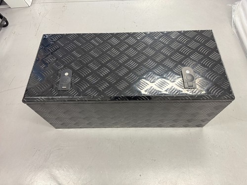BLACK Aluminium Top Open Rectangular TRAILER CARAVAN DRAWBAR ToolBox 900 400 400 - Picture 2 of 10