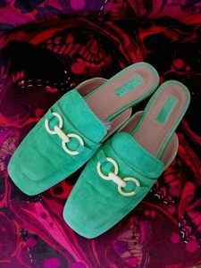 topshop green mules