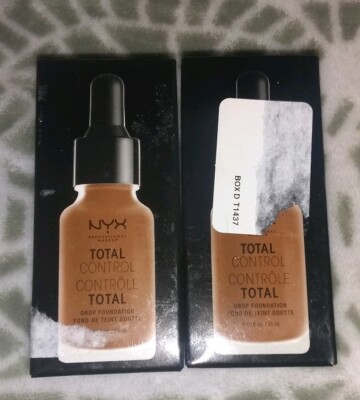 2 NYX Total Control Drop Foundation color TCDF19 Mocha 0.43 oz New In Box